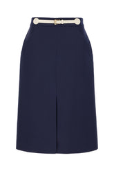 Navy blue wool blend skirt -  | Wise