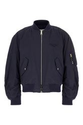 Navy blue cotton blend bomber jacket -  | Wise