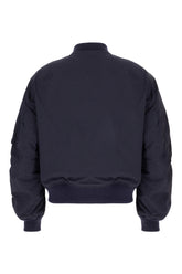 Navy blue cotton blend bomber jacket -  | Wise