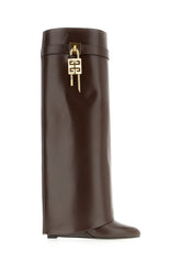 Chocolate leather Shark Lock boots -  | Wise
