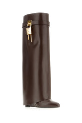 Chocolate leather Shark Lock boots -  | Wise