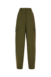 Olive green cotton blend pants -  | Wise