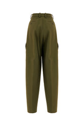 Olive green cotton blend pants -  | Wise