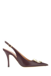 Aubergine leather pumps -  | Wise