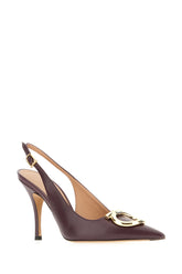 Aubergine leather pumps -  | Wise