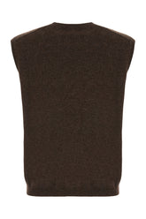 Chocolate stretch wool blend sleeveless sweater -  | Wise