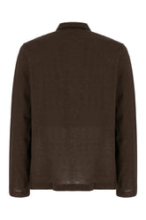 Dark brown cotton blend polo shirt -  | Wise