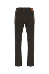 Dark brown stretch cotton pants -  | Wise