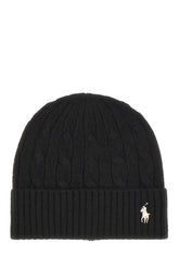 Black wool blend beanie hat -  | Wise