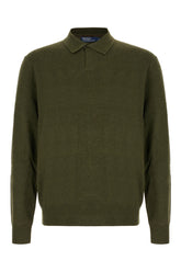Military green wool polo shirt -  | Wise
