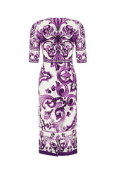 Printed stretch silk midi dress -  | Wise