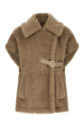 Camel alpaca blend sleeveless jacket -  | Wise