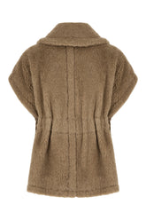 Camel alpaca blend sleeveless jacket -  | Wise