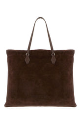 Chocolate suede shopping bag -  | Wise