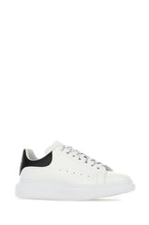 White leather sneakers with black leather heel -  | Wise