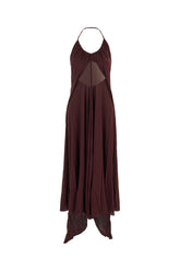 Plum stretch viscose long dress -  | Wise