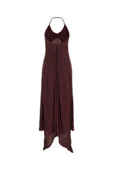 Plum stretch viscose long dress -  | Wise
