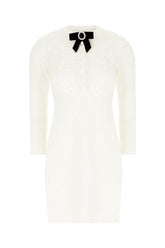 White stretch cotton blend dress -  | Wise