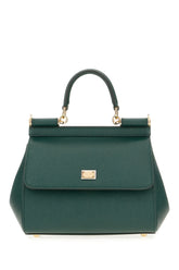 Bottle green leather medium Sicily handbag -  | Wise