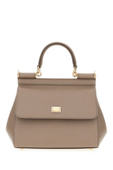 Dove grey leather medium Sicily handbag -  | Wise