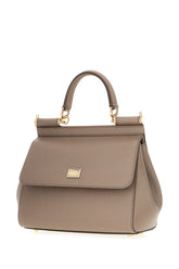 Dove grey leather medium Sicily handbag -  | Wise