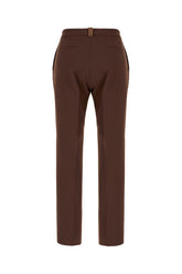 Brown stretch polyester blend pants -  | Wise