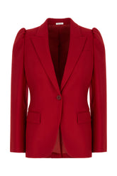 Red stretch wool blend blazer -  | Wise