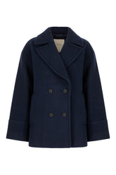Navy blue wool blend coat -  | Wise