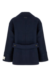 Navy blue wool blend coat -  | Wise