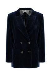 Midnight blue velvet blazer -  | Wise