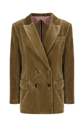 Khaki green velvet blazer -  | Wise