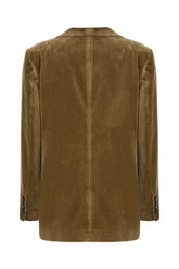 Khaki green velvet blazer -  | Wise