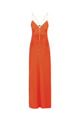 Coral stretch silk long dress -  | Wise
