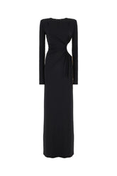 Black stretch polyester long dress -  | Wise
