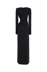 Black stretch polyester long dress -  | Wise