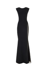 Black stretch polyester long dress -  | Wise