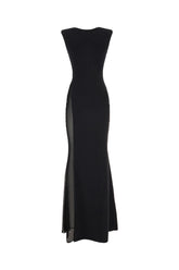 Black stretch polyester long dress -  | Wise