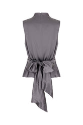 Grey stretch silk blouse -  | Wise