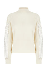 Maglione in lana stretch avorio -  | Wise