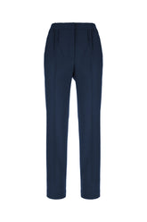 Midnight blue stretch acetate blend pants -  | Wise