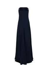 Midnight blue viscose long dress -  | Wise