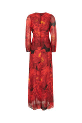 Printed stretch nylon long dress -  | Wise