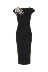 Black stretch nylon midi dress -  | Wise