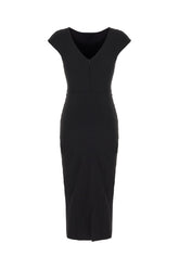 Black stretch nylon midi dress -  | Wise