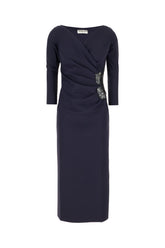 Midnight blue stretch nylon dress -  | Wise
