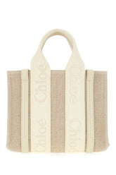 Borsa a mano Woody piccola in lino cappuccino -  | Wise