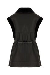 Black sleeveless reversible eco fur coat -  | Wise