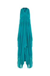 Sea green silk long dress -  | Wise