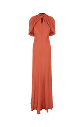Brick acetate blend long dress -  | Wise