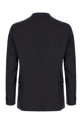 Midnight blue stretch wool blazer -  | Wise